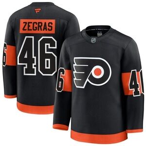 Zegras #46 Philadelphia Flyers Black & Orange NHL Jersey